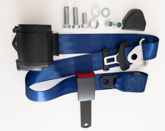 Blue Automatic 3-Point Seat Belt Set for Mercedes R107 SL/SLC