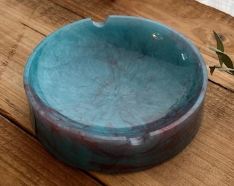 Ashtray epoxy resin blue/red