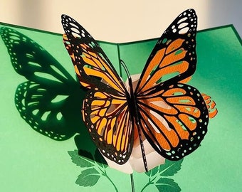 Butterfly Flower Pop Up 3D card.A Delightful surprise greeting card gift for Daughter, Mum, Friend, Granddaughter, Wife, Sister, Grandma