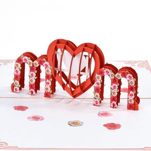 MAMA Liebe Herz 3D Pop-Up Karte. Muttertagskollektion. Süße Überraschungsgrußkarte. Perfekt für Muttertag, Geburtstag, Dankeschön.12cmx18cm