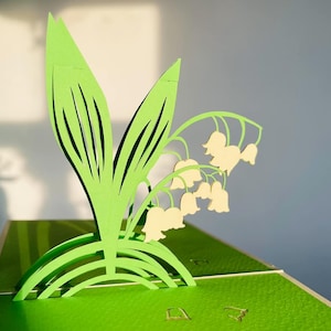 Maiglöckchen Pop Up 3D Karte. Eine entzückende Überraschungs-Grußkarte für Tochter, Mutter, Freund, Enkelin, Frau, Schwester, Oma.