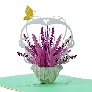 Lavender Basket Pop-Up 3D Card. Perfect for Mother’s Day, Birthday, Thank you, Sympathy, .15cmx15cm