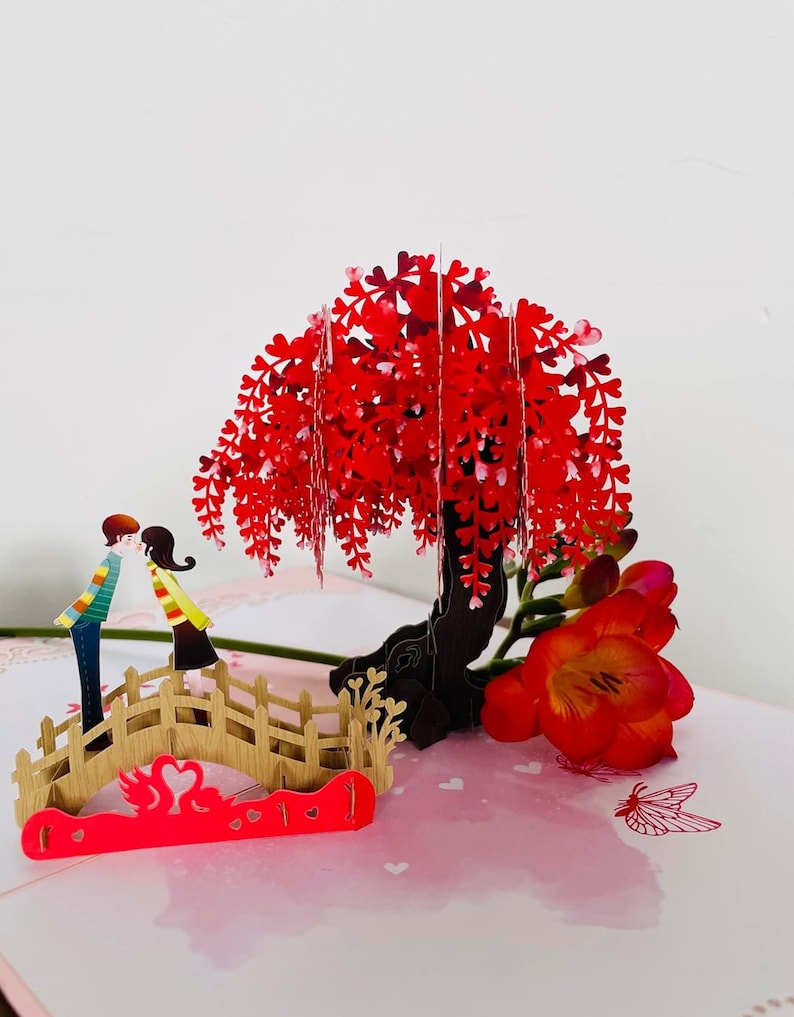 Romantische 3D Pop Up Karte zum Jahrestag - Liebeskarte für Frau, Mann, Freundin, Freund - Valentinstag Erinnerungskarte Bild 3