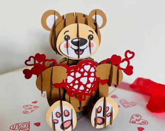 Lindo Oso Con Regalos Y Luces Tarjeta De Feliz Navidad | Vector Premium