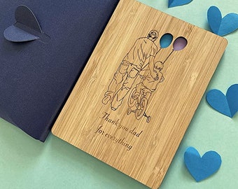 Father’s day Sentimental Card from Son “Thank you dad for everything” Unique gift envelope packaging,Wooden Card for Father’s Day,Birthday