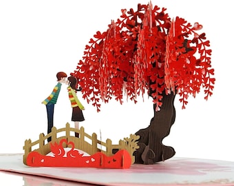 Carte pop-up 3D couple Kiss. Carte romantique pour elle, petite amie, femme, lui, petit ami, mari. Parfait pour la Saint-Valentin, un anniversaire ou un anniversaire