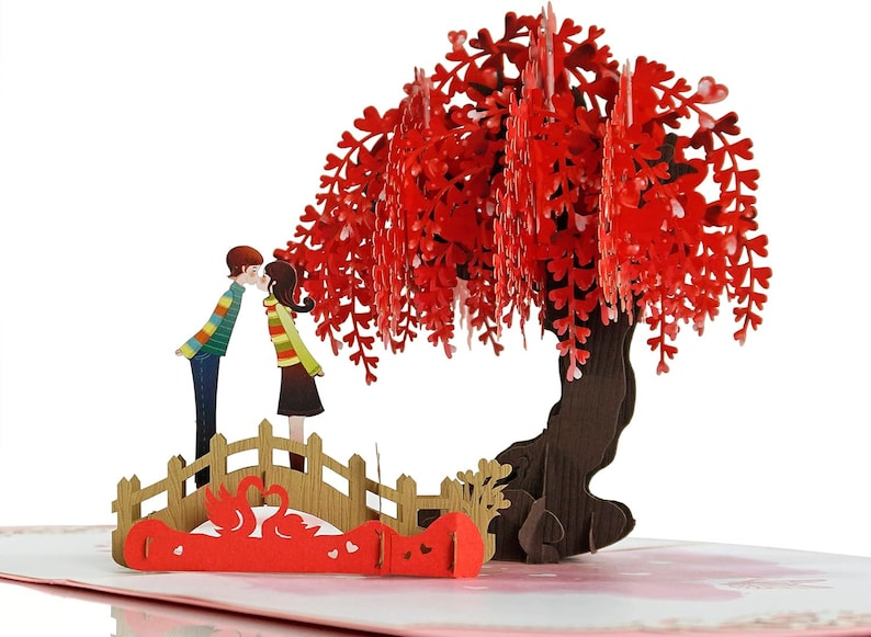Romantische 3D Pop Up Karte zum Jahrestag - Liebeskarte für Frau, Mann, Freundin, Freund - Valentinstag Erinnerungskarte Bild 1