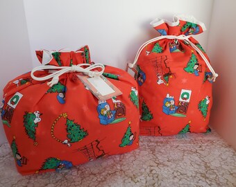 Snoopy Christmas Fabric Gift Bag