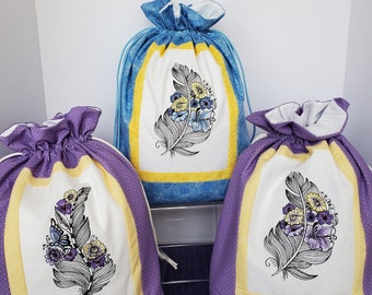 Embroidered Fabric Drawstring Gift Bag