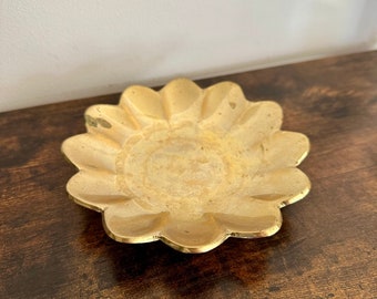 Brass flower trinket dish