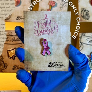 Pink Awareness Ribbon Pin - Breast Cancer Lapel Enamel Badge - Oncology