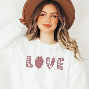 Strawberry Love Sweatshirt, Strawberry Sweater, Strawberry Lover, Strawberry Sweatshirt Strawberry Crewneck Valentines Best Selling Hoodie