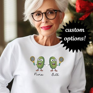 Personalized Pickleball Partner Sweatshirt Gift for Pickleball Players - Custom Pickleball Team Sweater, Player's Name Present Funny Pickles