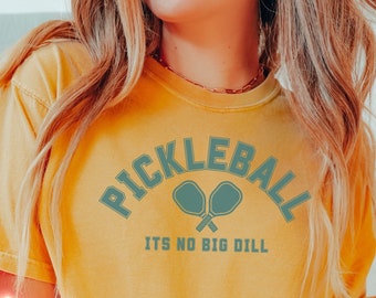 Funny No Big Dill Pickleball-shirt voor vrouwen, Pickleball-cadeaus, Pickleball-t-shirt dames, Pickleball Player-cadeaus, leuke retro Pickleball