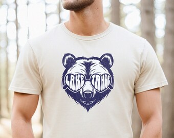 Camiseta retro para hombre con diseño de oso LAKE TAHOE, camiseta Lake Tahoe, camiseta Lake Tahoe, regalos Lake Tahoe, camiseta para acampar en Sierra Nevada, California National Park