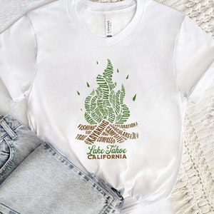 Lake Tahoe Tshirt Northern California Shirt Lake Sierra Nevada Mountain T-shirt Nevada National Parks Camping Gift Retro Mountain Adventure