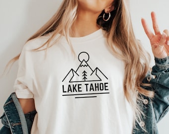Camiseta de Lake Tahoe, camiseta de Lake Tahoe, camiseta de Lake Tahoe, regalos de Lake Tahoe, camiseta de camping, Comfort Colors Lake Tahoe, camiseta de montaña