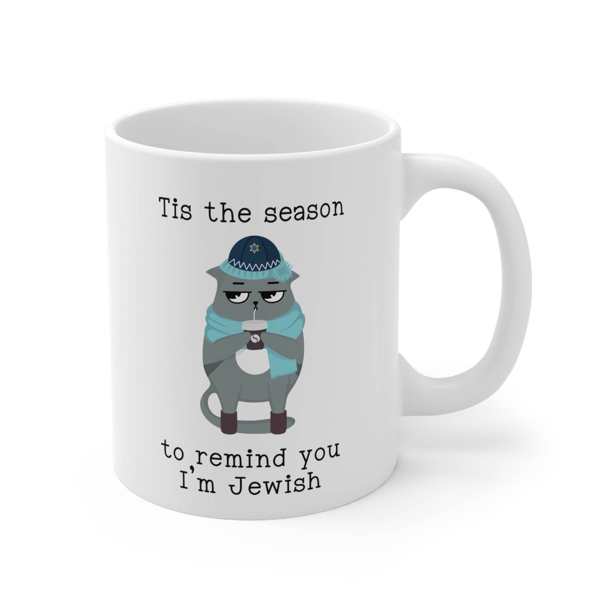 Discover Funny Hanukkah Cat Mug, Seasonal Jewish Humor Coffee Cup, Hanukkah Gag Gift