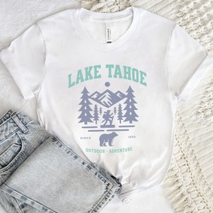 Lake Tahoe Tshirt Northern California Lake Shirt Sierra Nevada Mountain T-shirt Nevada National Parks Camping Gift Retro Mountain Adventure