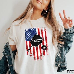 Pickleball American Flag Shirt, Pickleball shirt, Pickleball gifts, Pickleball tshirt, Pickleball 4th of July shirt, Pickleball Player gift