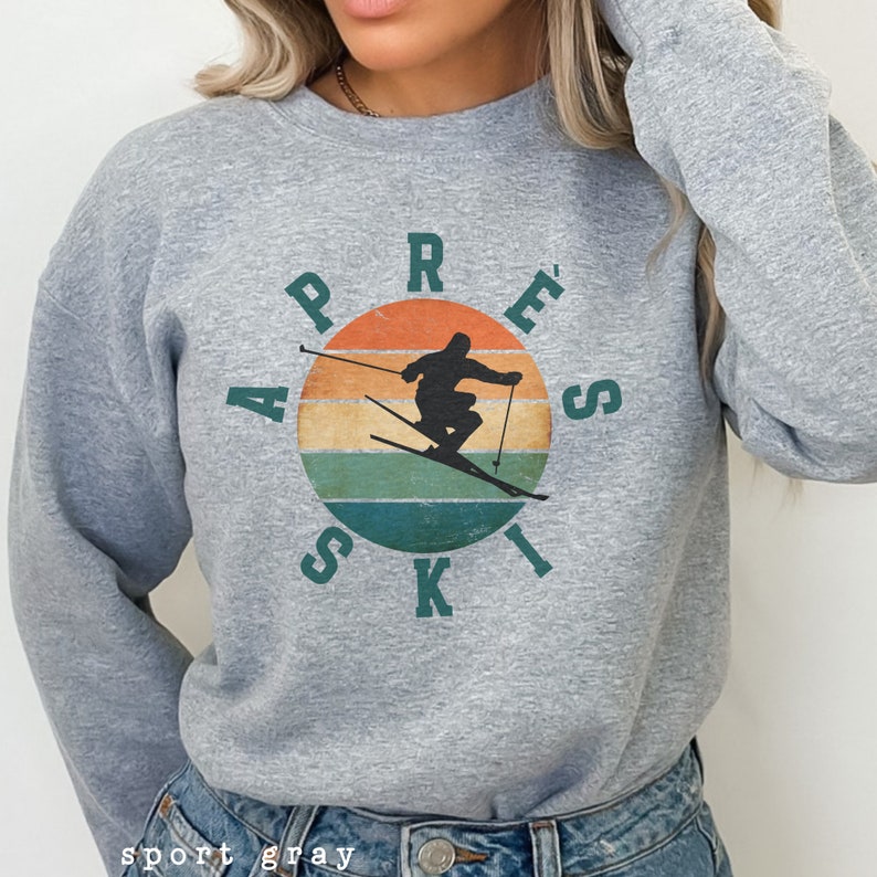 Mens Retro Sunset Apres Ski Sweatshirt, Unisex Apres Ski Sweater Winter