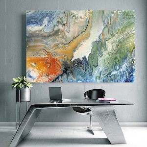 Abstract Acrylic Pour Painting, Pouring Painting on Canvas, Home Decor Pouring Art, Multicolour Pour  Painting