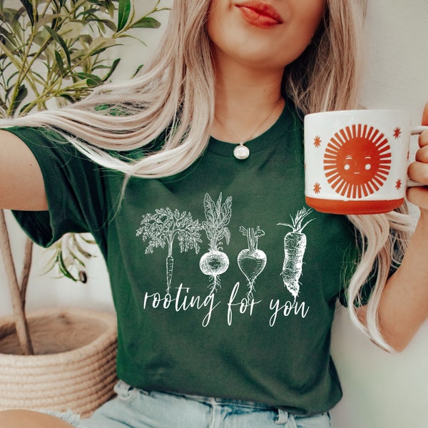 Rooting for you shirt, gardening shirt, vegetable shirt, Gardening Vegetable Green Thumb Design | UNISEX Relaxed Jersey T-Shirt for Women