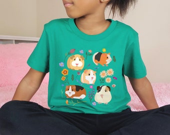 Children's guinea pig t-shirt, kids guinea pig shirt, guinea pig shirt, guinea pig gift, childs guinea pig tee, floral guinea pig shirt