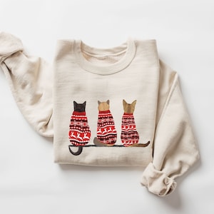 Cat Christmas sweater, cat lover gift, cat mom sweatshirt, cat christmas jumper, cute cats, cat jumper, holiday gift, animal lover gift