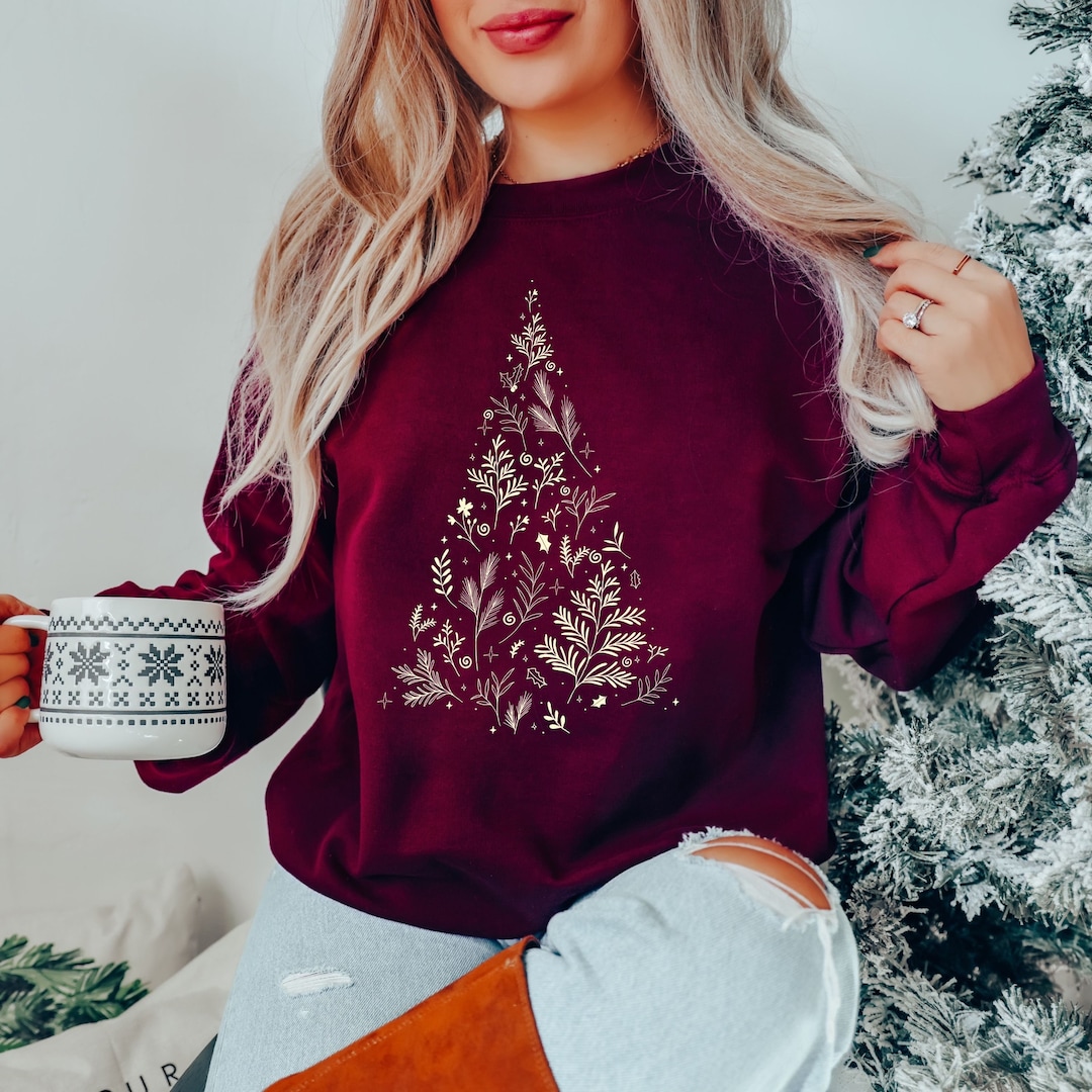 Christmas Tree Sweatshirt, Pretty Christmas Sweater, Womens Christmas ...