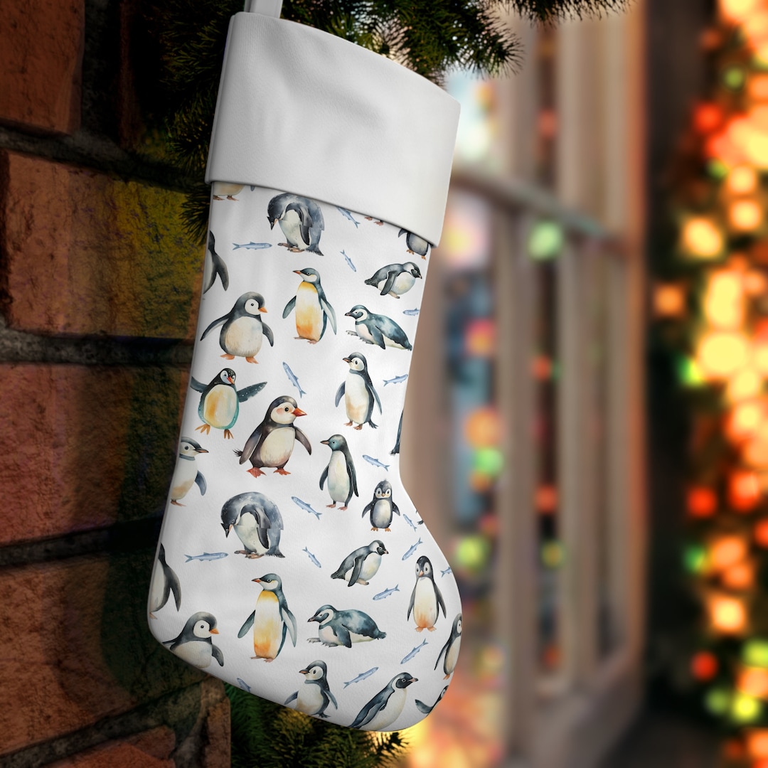 Penguin Stocking, Penguin Christmas Stocking, Penguin Gift, Penguin
