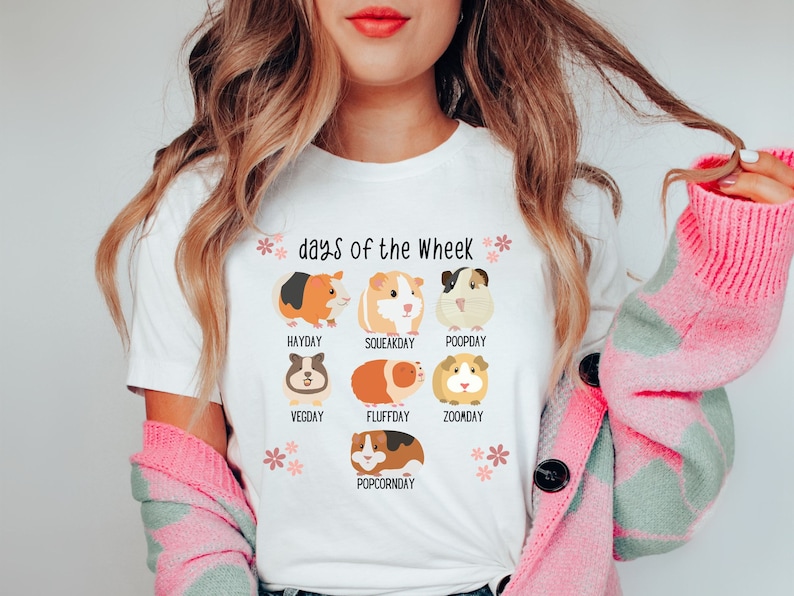 Days of the Wheek Guinea Pig Shirt Guinea pig t-Shirt Cute image 1