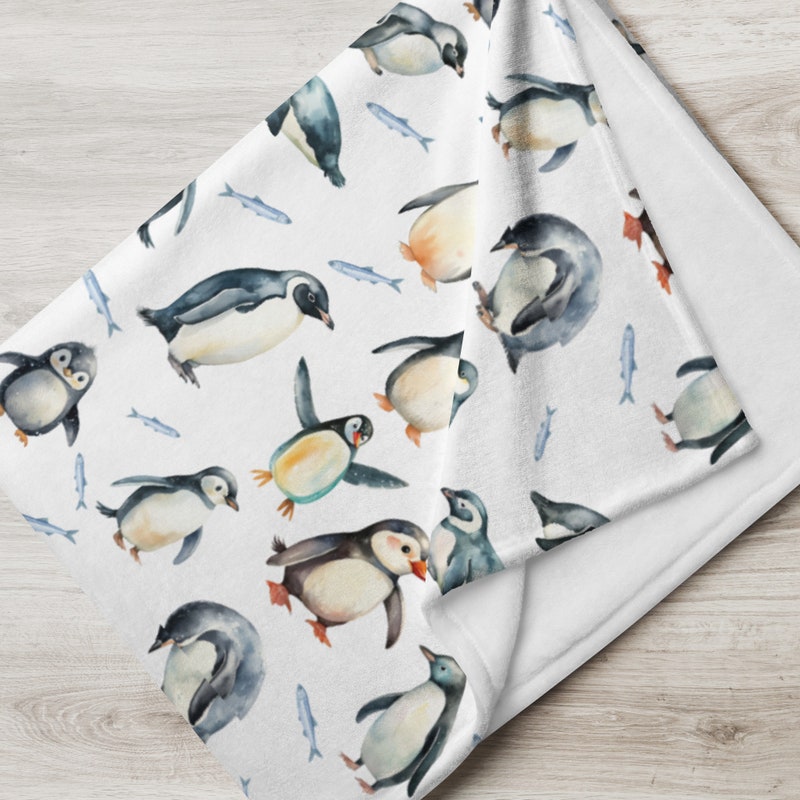 Penguin Face Pattern Print Blanket