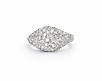 Vintage Pinky Pave Ring with Moissanite - Dainty Micro Pave Statement Ring - Minimal Luxury Silver or Gold Ring for Women