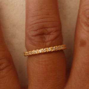 2mm Full Eternity Wedding Band Ring - Brilliant Cut Pave Set Moissanite Ring for Women - Promise Ring - Dainty Stacking Band Gift for Her