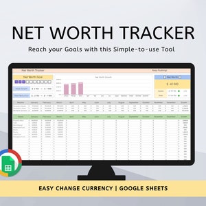 Net Worth Tracker Simple | Cash Flow Google Sheet Spreadsheet | Investment and Debt Tracker | Money Mindset Growth | Finances Calculator