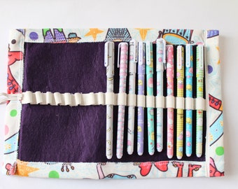 Canvas Roll Up Pencil Case, Painting Brush Holder, Craft to Back, Painting Make up Brush Holder, Roll up Case, Back to School, Pencil Bag