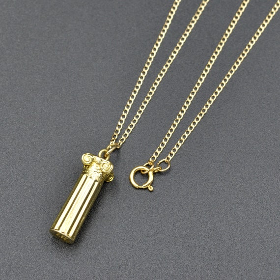 Rare 14k Gold Greek Ionic Column Pillar Pendant N… - image 5