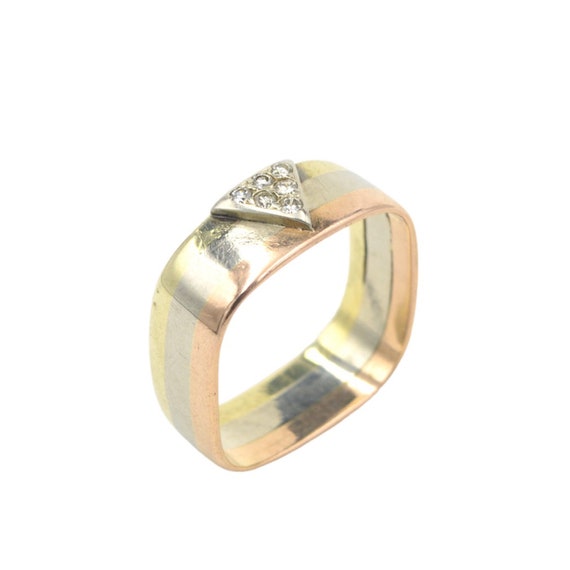 Vintage Tricolor 14k Rose White and Yellow Gold a… - image 6