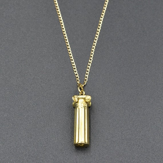 Rare 14k Gold Greek Ionic Column Pillar Pendant N… - image 4