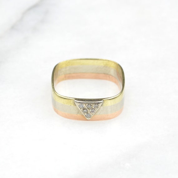 Vintage Tricolor 14k Rose White and Yellow Gold a… - image 2