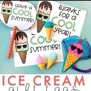 Have a Cool Summer Ice Cream Étiquettes et cartes-cadeaux de fin d'année pour étudiants, enseignants, camarades de classe