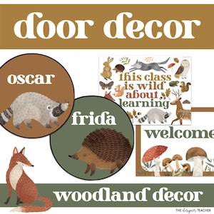 Woodland Theme Welcome Back to School Classroom Door Decor & Forest Nature Bulletin Board With Student Names