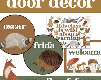 Woodland Theme Welcome Back to School Classroom Door Decor & Forest Nature Bulletin Board With Student Names
