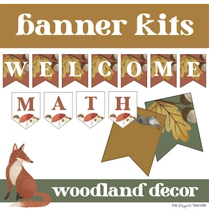 Bearbeitbare Buchstaben-Banner-Wimpel mit Boho-Aquarell-Waldthema