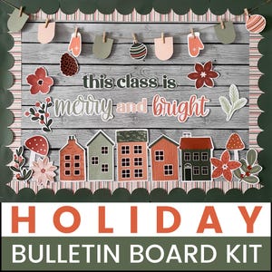 December Holiday Christmas Bulletin Board Kit, Merry and Bright Door Decor Decorations Ideas