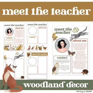 Plantilla editable de Boho Acuarela Woodland para conocer al profesor