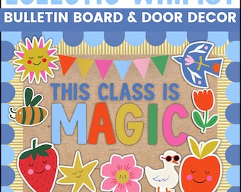 Eclectic Whimsy Welcome Back to School Bulletin Board & Whimsical Beginning of the Year Door Decor Kit English Spanish