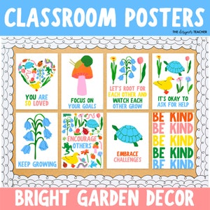 Inspirational Growth Mindset Inclusive Bright Garden Spring Classroom Posters | Motivational Downloadable Printable Elementary Decor