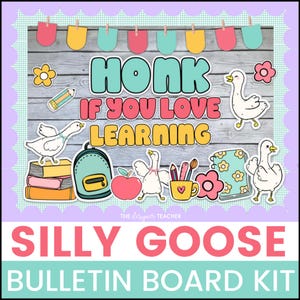 Silly Goose Back to School Bulletin Board Kit Classroom Beginning of the Year Door Decor Idea Gingham Checkered